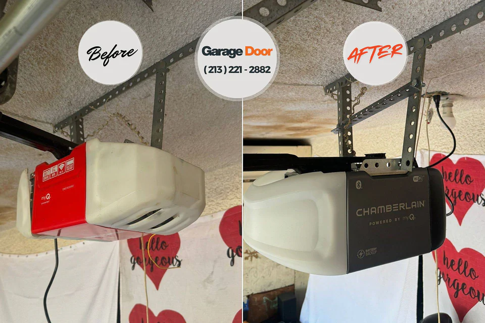 Before and after: garage door repair Sloan, IA